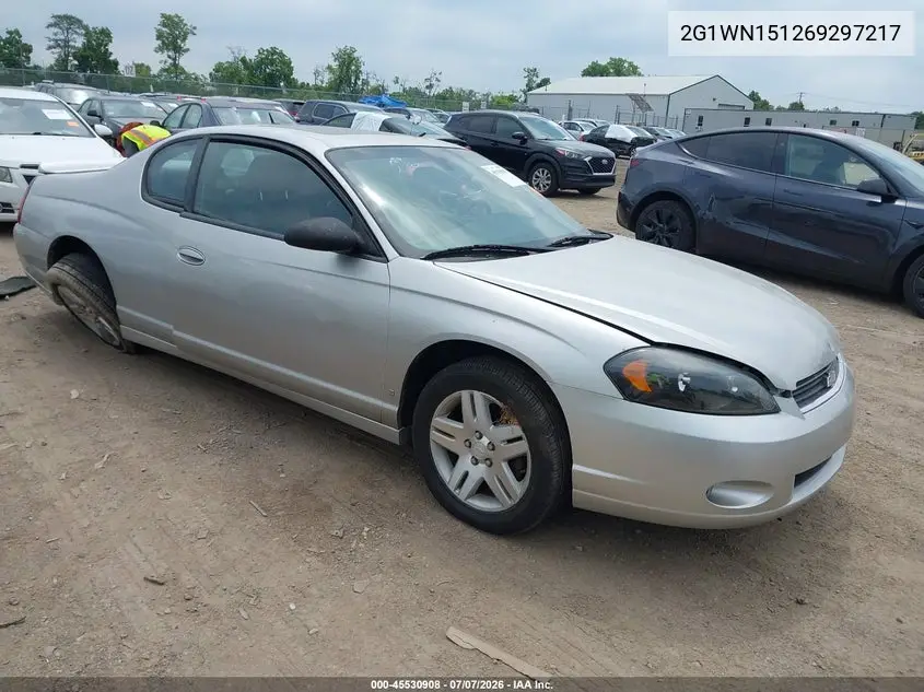 2006 Chevrolet Monte Carlo Ltz VIN: 2G1WN151269297217 Lot: 45530908