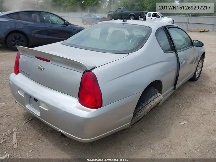 2006 Chevrolet Monte Carlo Ltz VIN: 2G1WN151269297217 Lot: 45530908