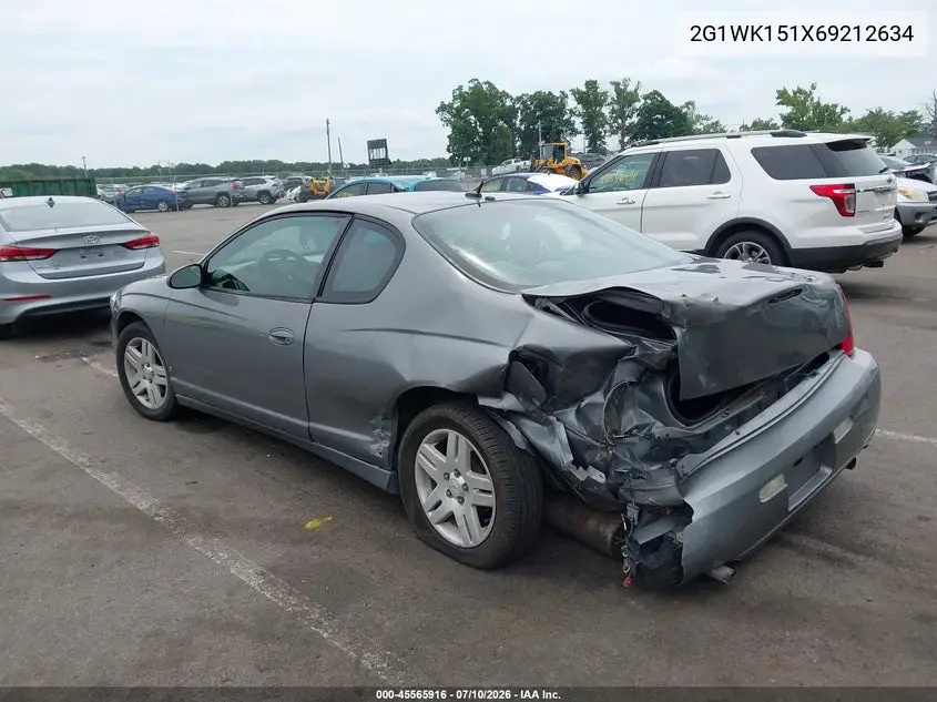 2006 Chevrolet Monte Carlo Lt VIN: 2G1WK151X69212634 Lot: 45565916