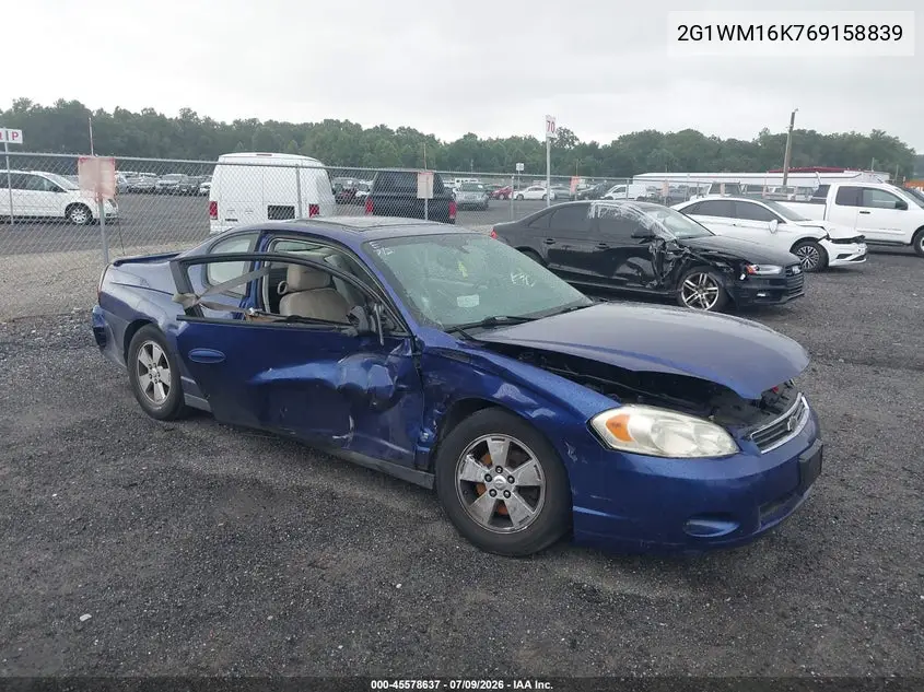 2006 Chevrolet Monte Carlo Lt VIN: 2G1WM16K769158839 Lot: 45578637