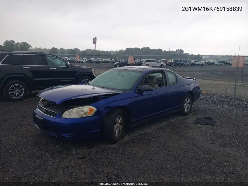 2006 Chevrolet Monte Carlo Lt VIN: 2G1WM16K769158839 Lot: 45578637