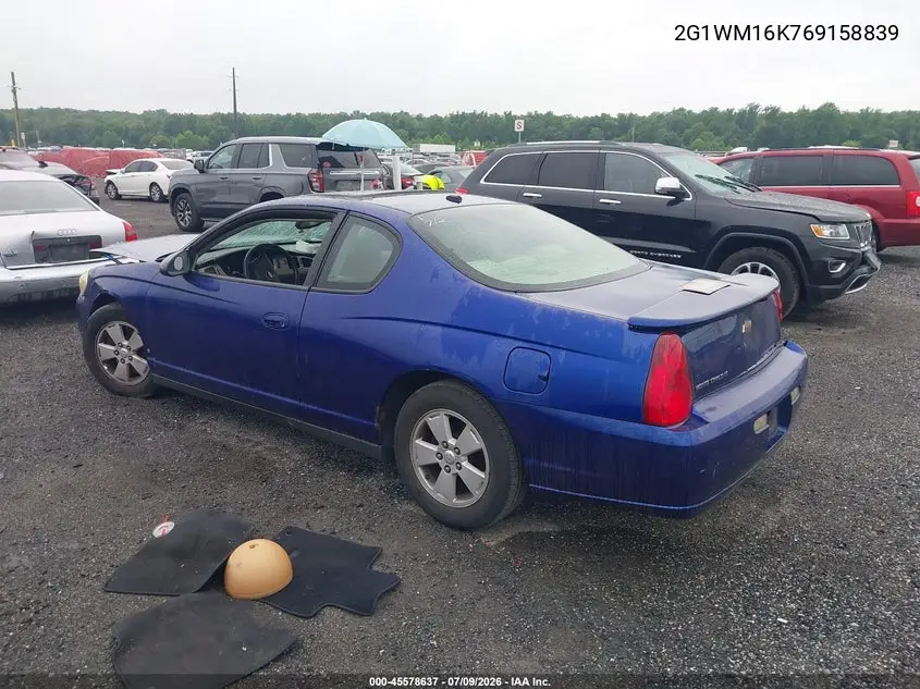 2006 Chevrolet Monte Carlo Lt VIN: 2G1WM16K769158839 Lot: 45578637