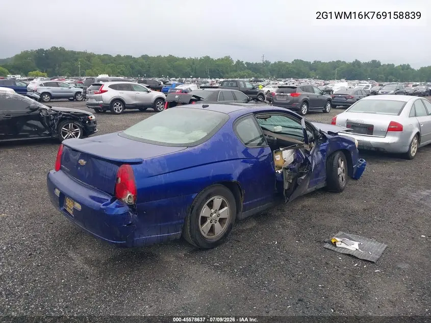 2006 Chevrolet Monte Carlo Lt VIN: 2G1WM16K769158839 Lot: 45578637