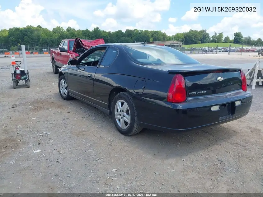 2006 Chevrolet Monte Carlo Ls VIN: 2G1WJ15K269320032 Lot: 45658219