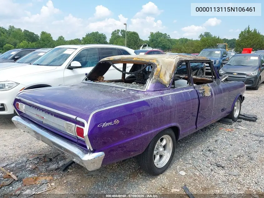 1965 Chevrolet Nova VIN: 0000113115N106461 Lot: 45549160
