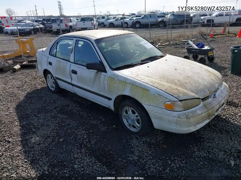 1998 Chevrolet Prizm Base Cmi VIN: 1Y1SK5280WZ432574 Lot: 44306568