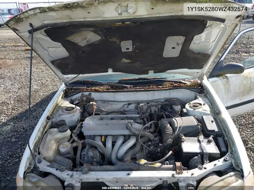 1998 Chevrolet Prizm Base Cmi VIN: 1Y1SK5280WZ432574 Lot: 44306568