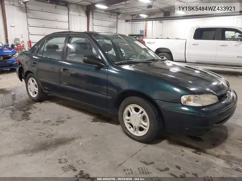 1998 Chevrolet Prizm Lsi VIN: 1Y1SK5484WZ433921 Lot: 45453793
