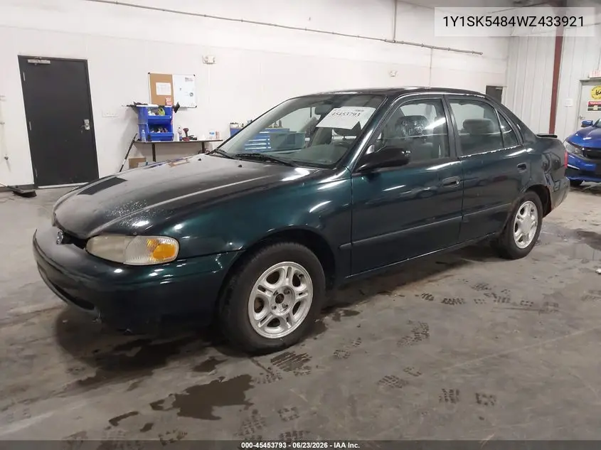 1998 Chevrolet Prizm Lsi VIN: 1Y1SK5484WZ433921 Lot: 45453793
