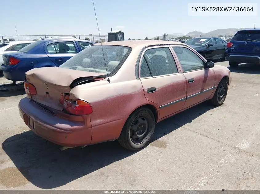 1998 Chevrolet Prizm VIN: 1Y1SK528XWZ436664 Lot: 45545423