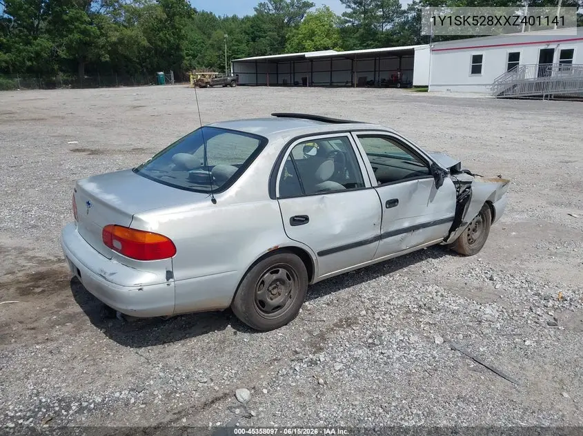 1999 Chevrolet Prizm VIN: 1Y1SK528XXZ401141 Lot: 45358097