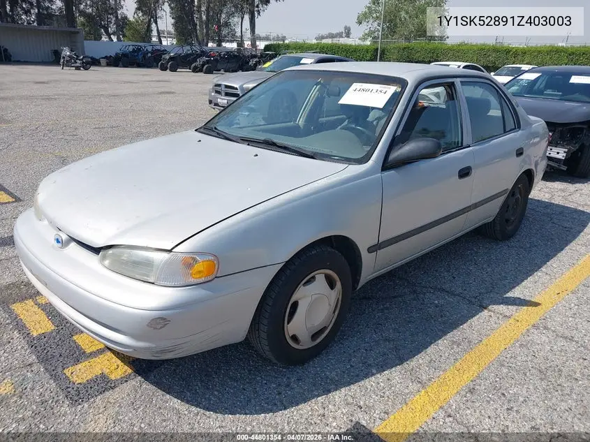 2001 Chevrolet Prizm VIN: 1Y1SK52891Z403003 Lot: 44801354