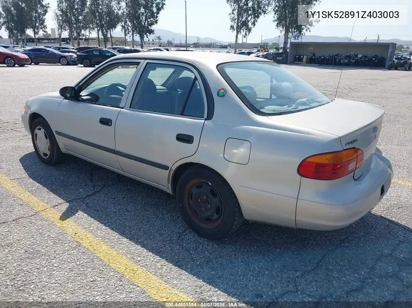 2001 Chevrolet Prizm VIN: 1Y1SK52891Z403003 Lot: 44801354