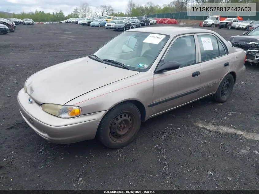 2001 Chevrolet Prizm VIN: 1Y1SK52881Z442603 Lot: 45418276