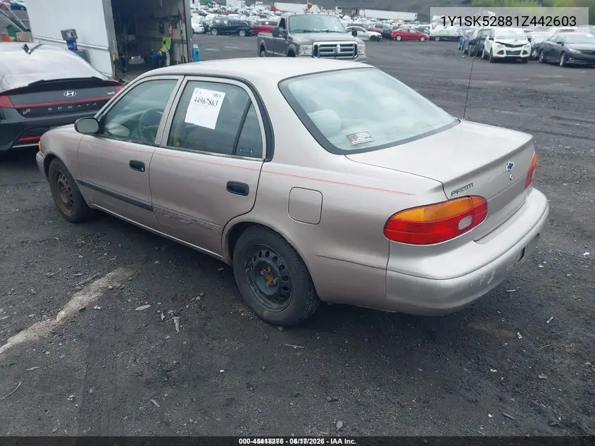 2001 Chevrolet Prizm VIN: 1Y1SK52881Z442603 Lot: 45418276