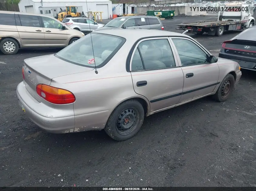 2001 Chevrolet Prizm VIN: 1Y1SK52881Z442603 Lot: 45418276