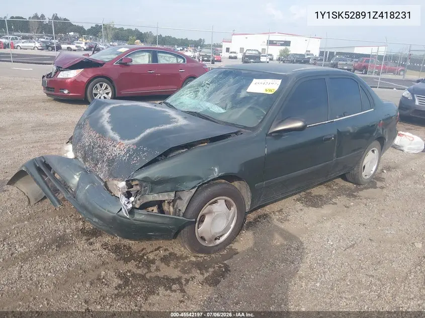 2001 Chevrolet Prizm VIN: 1Y1SK52891Z418231 Lot: 45542197
