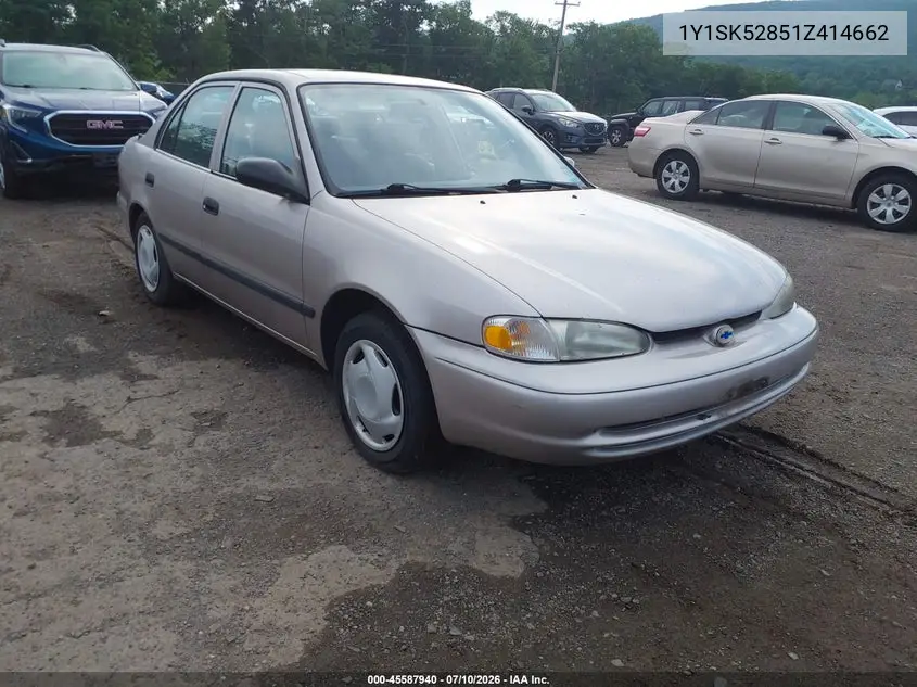 2001 Chevrolet Prizm VIN: 1Y1SK52851Z414662 Lot: 45587940