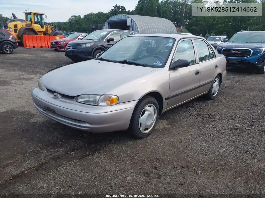 2001 Chevrolet Prizm VIN: 1Y1SK52851Z414662 Lot: 45587940