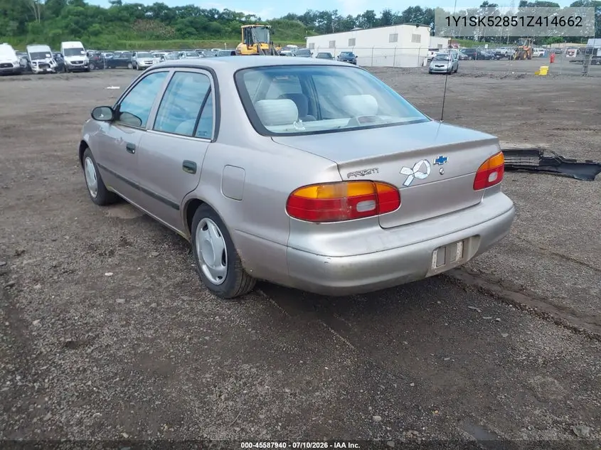 2001 Chevrolet Prizm VIN: 1Y1SK52851Z414662 Lot: 45587940