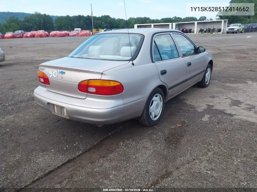 2001 Chevrolet Prizm VIN: 1Y1SK52851Z414662 Lot: 45587940