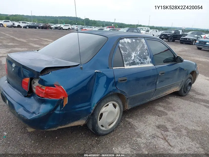 2002 Chevrolet Prizm VIN: 1Y1SK528X2Z420054 Lot: 45268257
