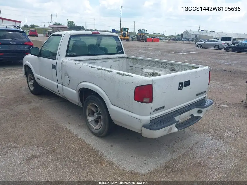 1998 Chevrolet S-10 Ls Fleetside VIN: 1GCCS1442W8195636 Lot: 45165571