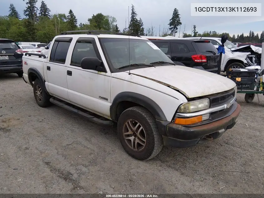 2003 Chevrolet S-10 Ls VIN: 1GCDT13X13K112693 Lot: 45226614