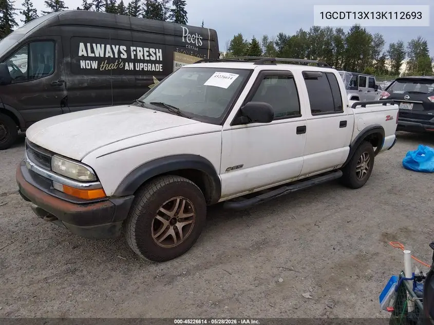 2003 Chevrolet S-10 Ls VIN: 1GCDT13X13K112693 Lot: 45226614