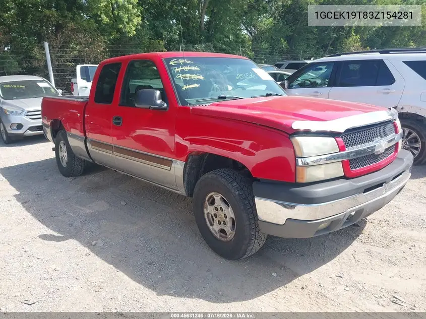 2003 Chevrolet Silverado 1500 Ls VIN: 1GCEK19T83Z154281 Lot: 45631246