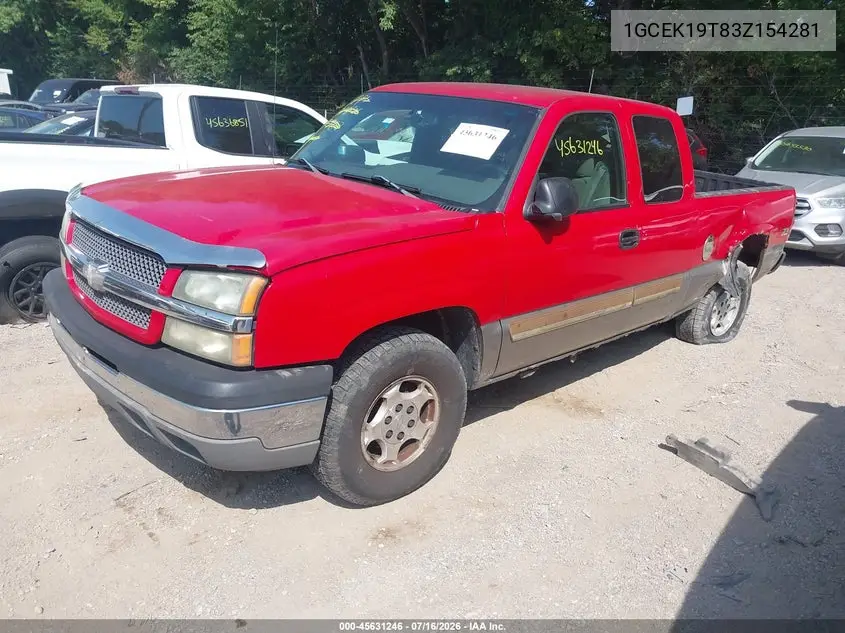 2003 Chevrolet Silverado 1500 Ls VIN: 1GCEK19T83Z154281 Lot: 45631246