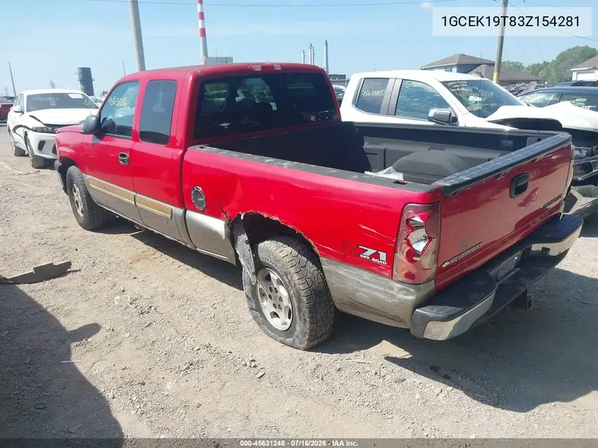 2003 Chevrolet Silverado 1500 Ls VIN: 1GCEK19T83Z154281 Lot: 45631246
