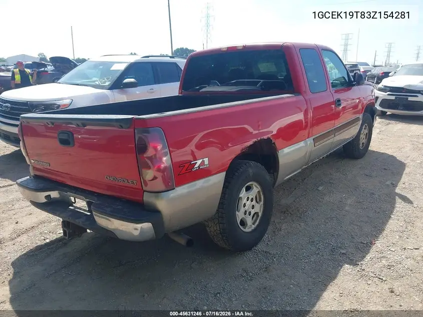 2003 Chevrolet Silverado 1500 Ls VIN: 1GCEK19T83Z154281 Lot: 45631246