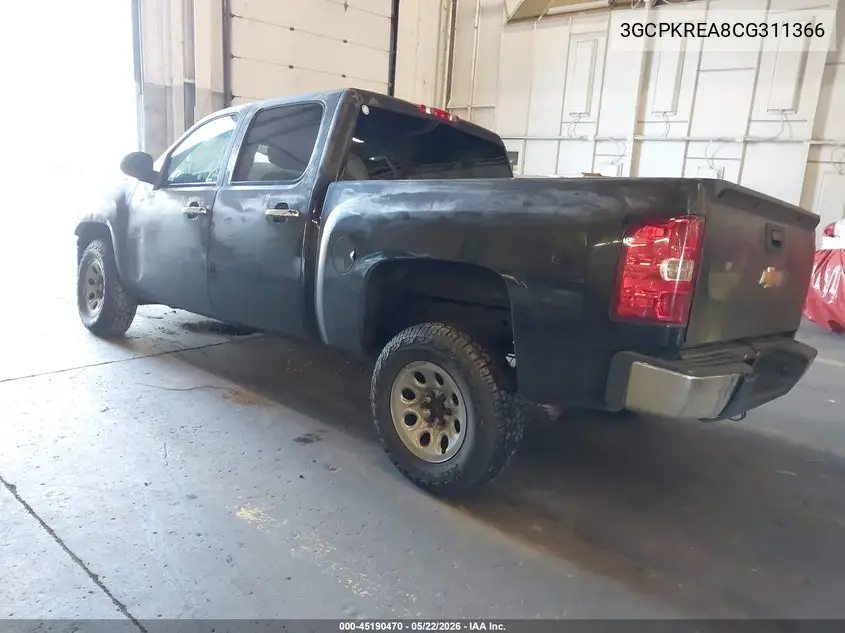 2012 Chevrolet Silverado 1500 Ls VIN: 3GCPKREA8CG311366 Lot: 45190470