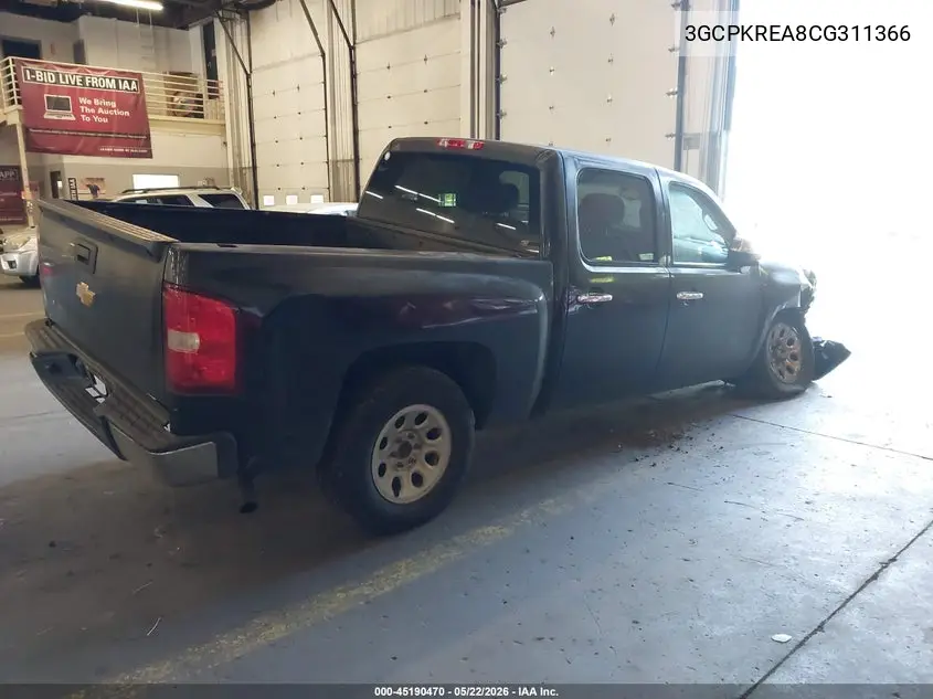 2012 Chevrolet Silverado 1500 Ls VIN: 3GCPKREA8CG311366 Lot: 45190470
