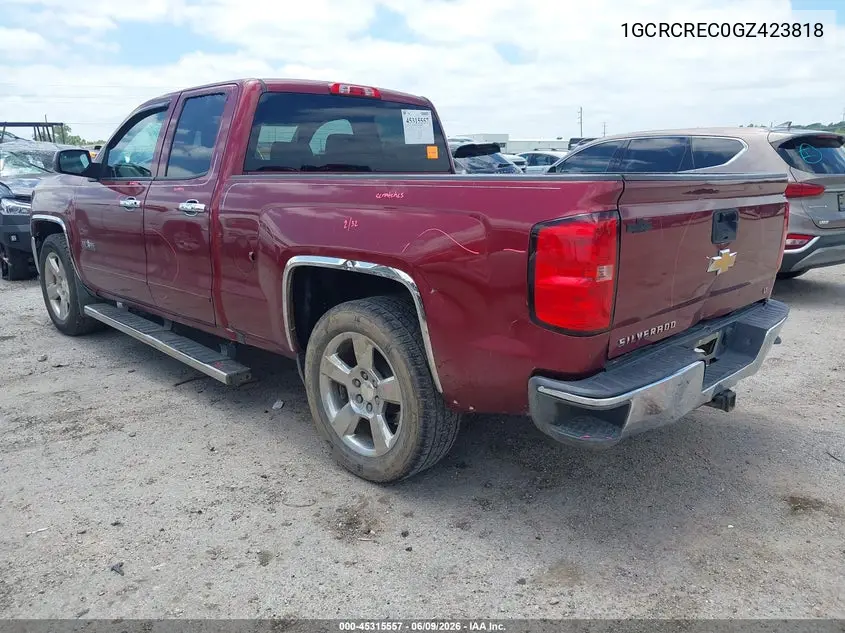 2016 Chevrolet Silverado 1500 1Lt VIN: 1GCRCREC0GZ423818 Lot: 45315557