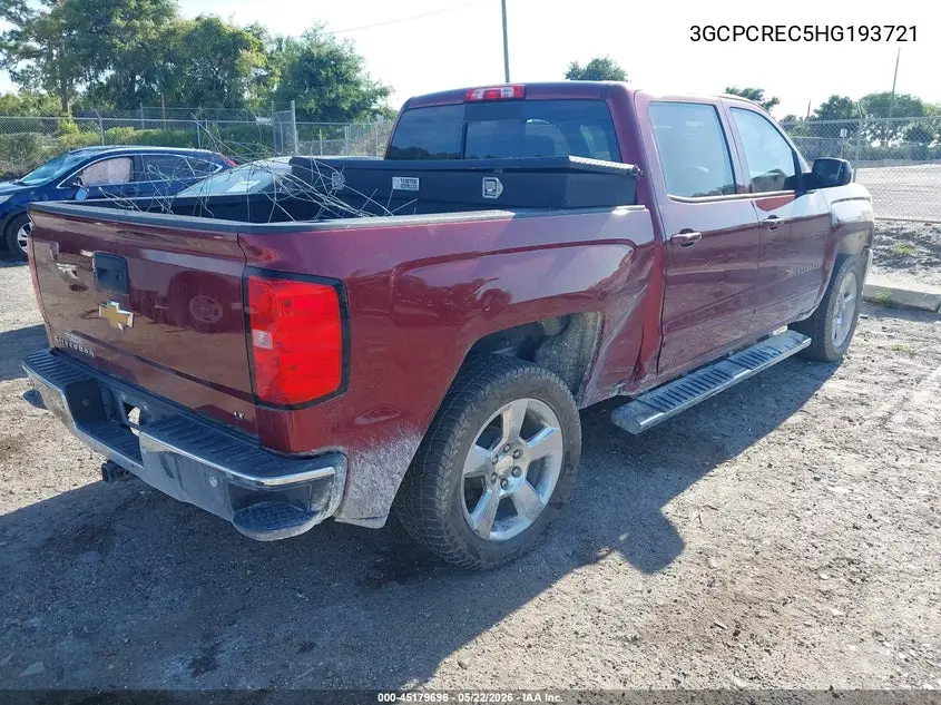 2017 Chevrolet Silverado 1500 1Lt VIN: 3GCPCREC5HG193721 Lot: 45179696
