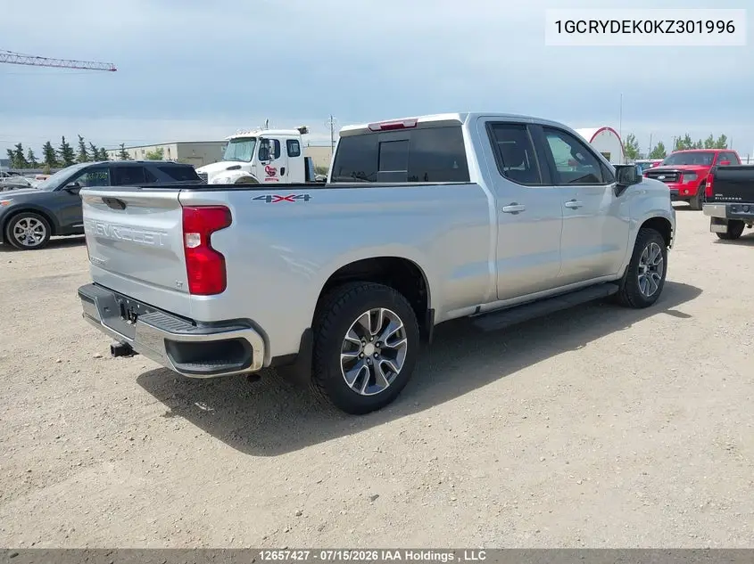 2019 Chevrolet Silverado 1500 Lt VIN: 1GCRYDEK0KZ301996 Lot: 12657427
