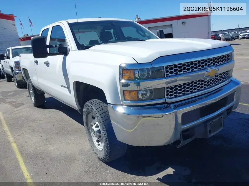 2019 Chevrolet Silverado 2500Hd Wt VIN: 2GC2KREG5K1196604 Lot: 45336355