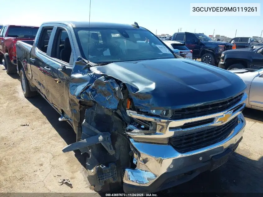 3GCUYDED9MG119261 2021 Chevrolet Silverado 1500 4Wd Standard Bed Lt