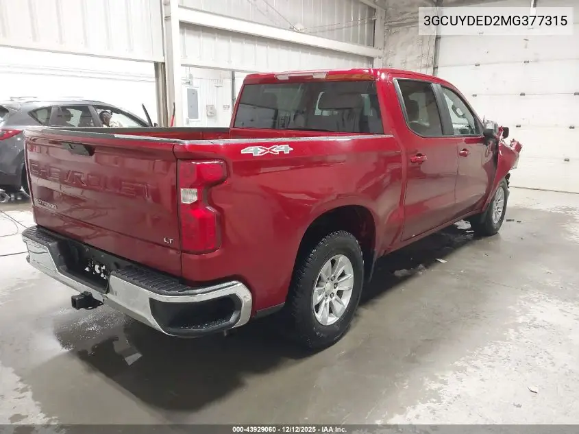 3GCUYDED2MG377315 2021 Chevrolet Silverado 1500 4Wd Short Bed Lt