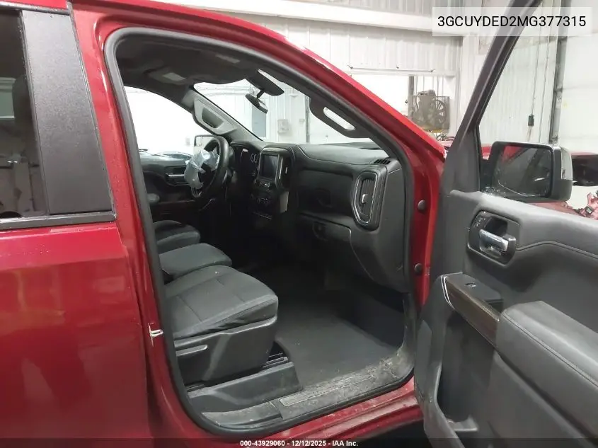 3GCUYDED2MG377315 2021 Chevrolet Silverado 1500 4Wd Short Bed Lt