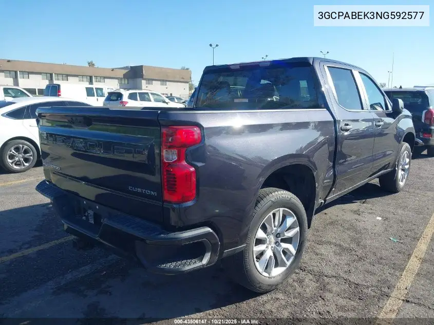 3GCPABEK3NG592577 2022 Chevrolet Silverado 1500 2Wd Short Bed Custom