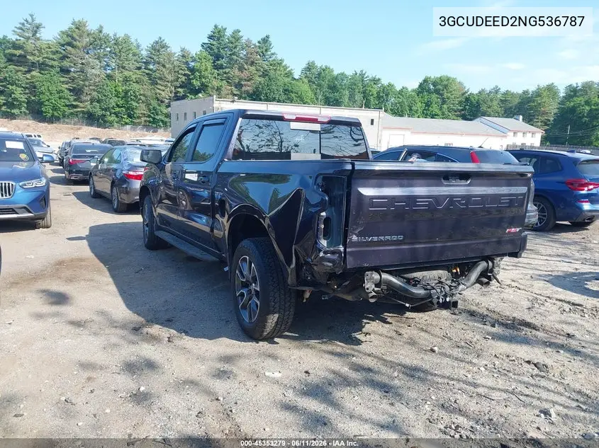 2022 Chevrolet Silverado 1500 4Wd Short Bed Rst VIN: 3GCUDEED2NG536787 Lot: 45353279
