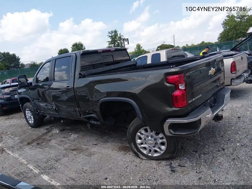 2022 Chevrolet Silverado 2500Hd 4Wd Standard Bed Lt VIN: 1GC4YNEY2NF265786 Lot: 45472243