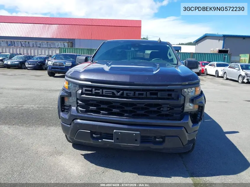 2022 Chevrolet Silverado 1500 4Wd Short Bed Custom VIN: 3GCPDBEK9NG572230 Lot: 45574439