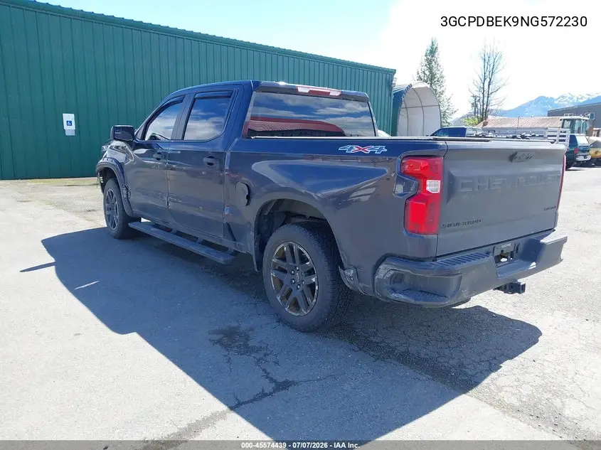 2022 Chevrolet Silverado 1500 4Wd Short Bed Custom VIN: 3GCPDBEK9NG572230 Lot: 45574439