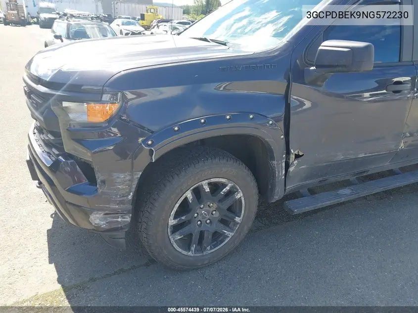 2022 Chevrolet Silverado 1500 4Wd Short Bed Custom VIN: 3GCPDBEK9NG572230 Lot: 45574439