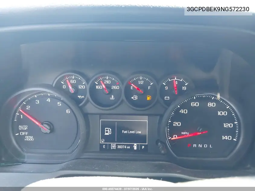 2022 Chevrolet Silverado 1500 4Wd Short Bed Custom VIN: 3GCPDBEK9NG572230 Lot: 45574439
