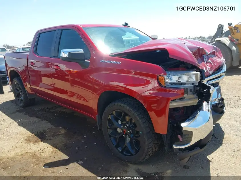 2022 Chevrolet Silverado 1500 Ltd 2Wd Short Bed Lt VIN: 1GCPWCED3NZ106701 Lot: 45613494
